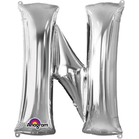 ANAGRAM 32 in. Letter N Silver Supershape Foil Balloon 78416